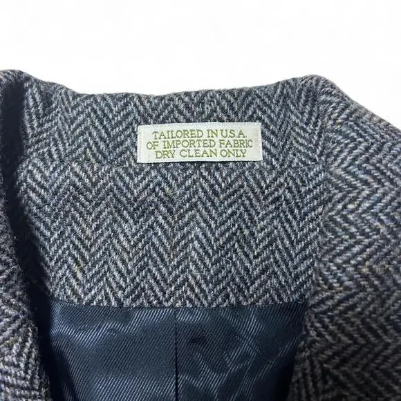 Orvis Harris Tweed Herringbone USA Sewn Three Button Wool Blazer Jacket Women 10 - Picture 7 of 7